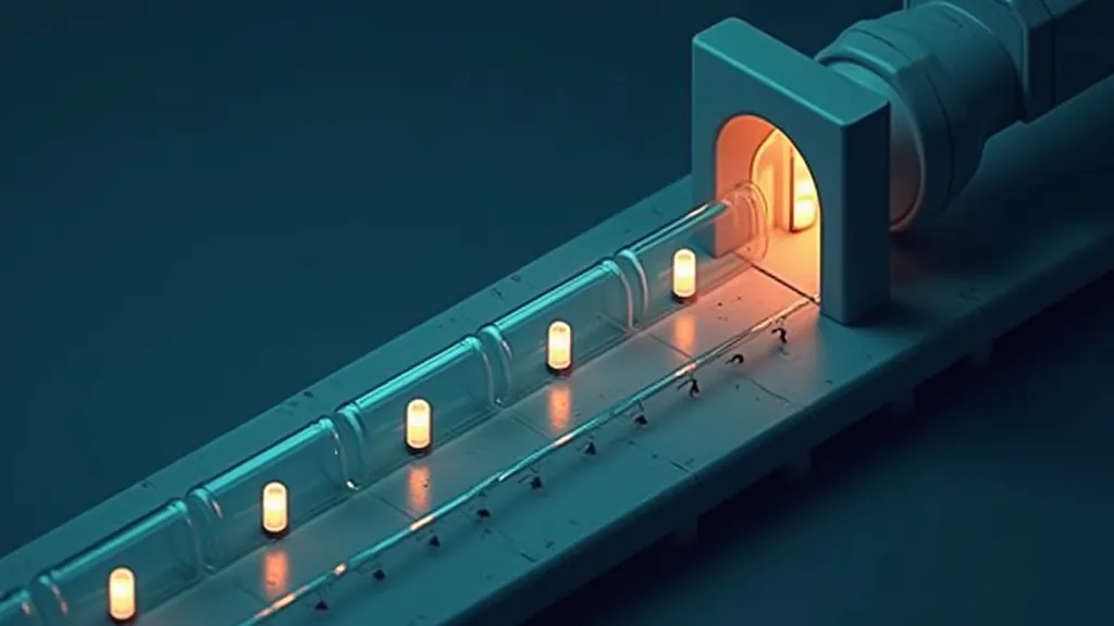 Eight parallel lanes of data capsules passing a gate with a short queue, illustrating concurrency limits